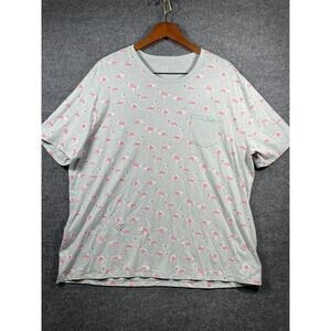 Gap T-Shirt Men's XXL Blue Pink Flamingo All-Over Print Short Sleeve Casual